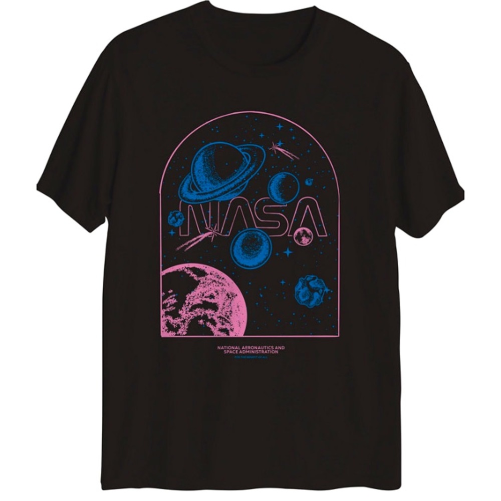 Big Boys Cotton NASA tee in black/blue/pink in boys XL 18-20